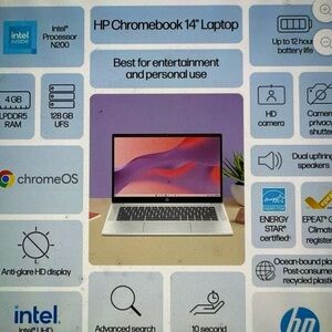 HP Chromebook 14" Laptop - White and Black